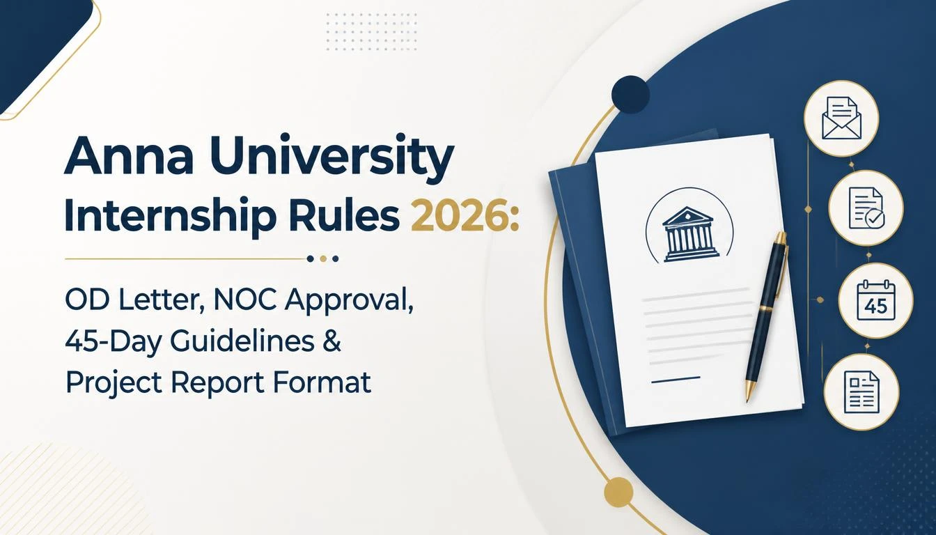 Anna University Internship Rules 2026: OD Letter, NOC Approval, 45-Day Guidelines & Project Report Format