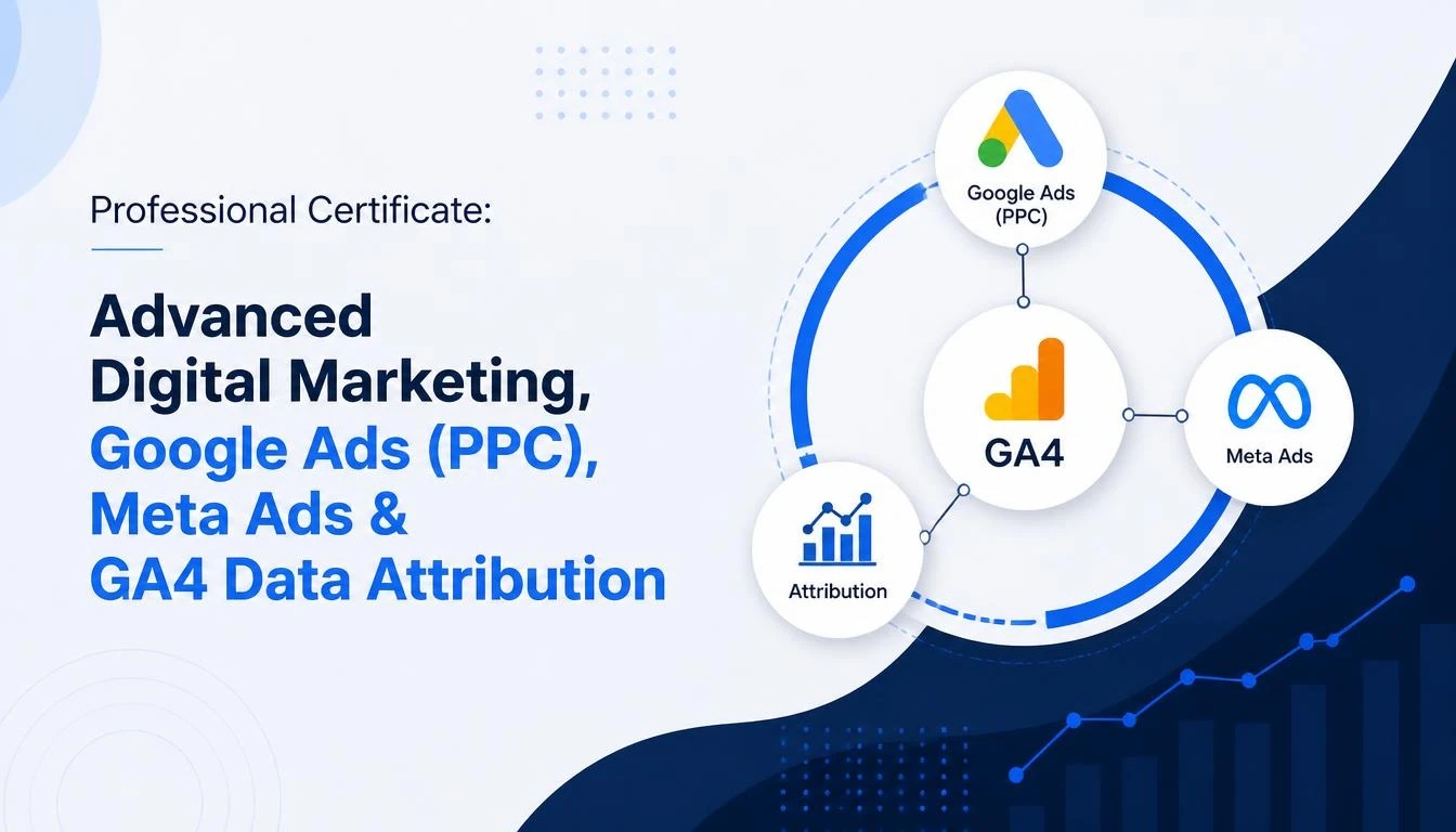 Professional Certificate: Advanced Digital Marketing, Google Ads (PPC), Meta Ads & GA4 Data Attribution